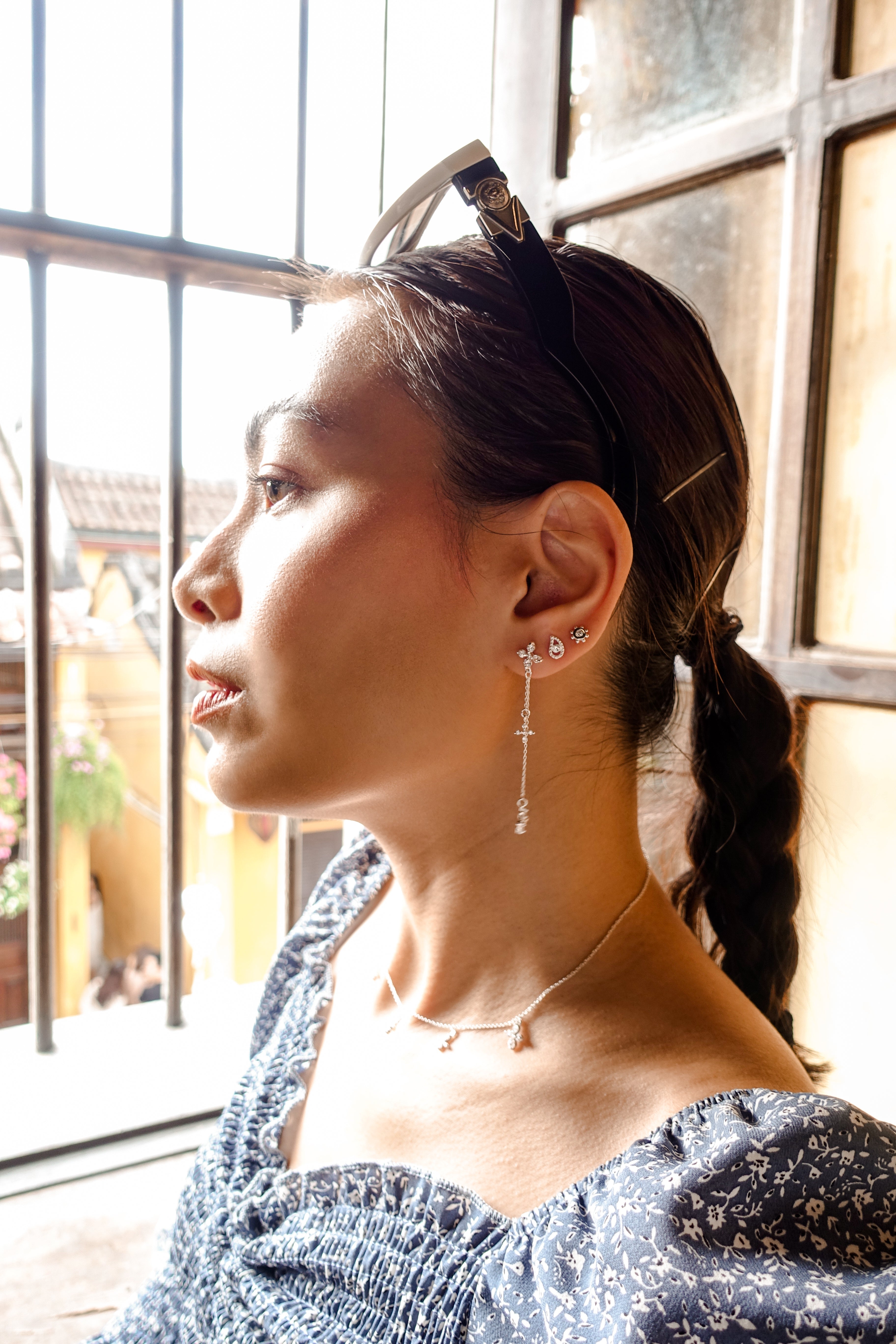 Sun Stud Earrings - Silver