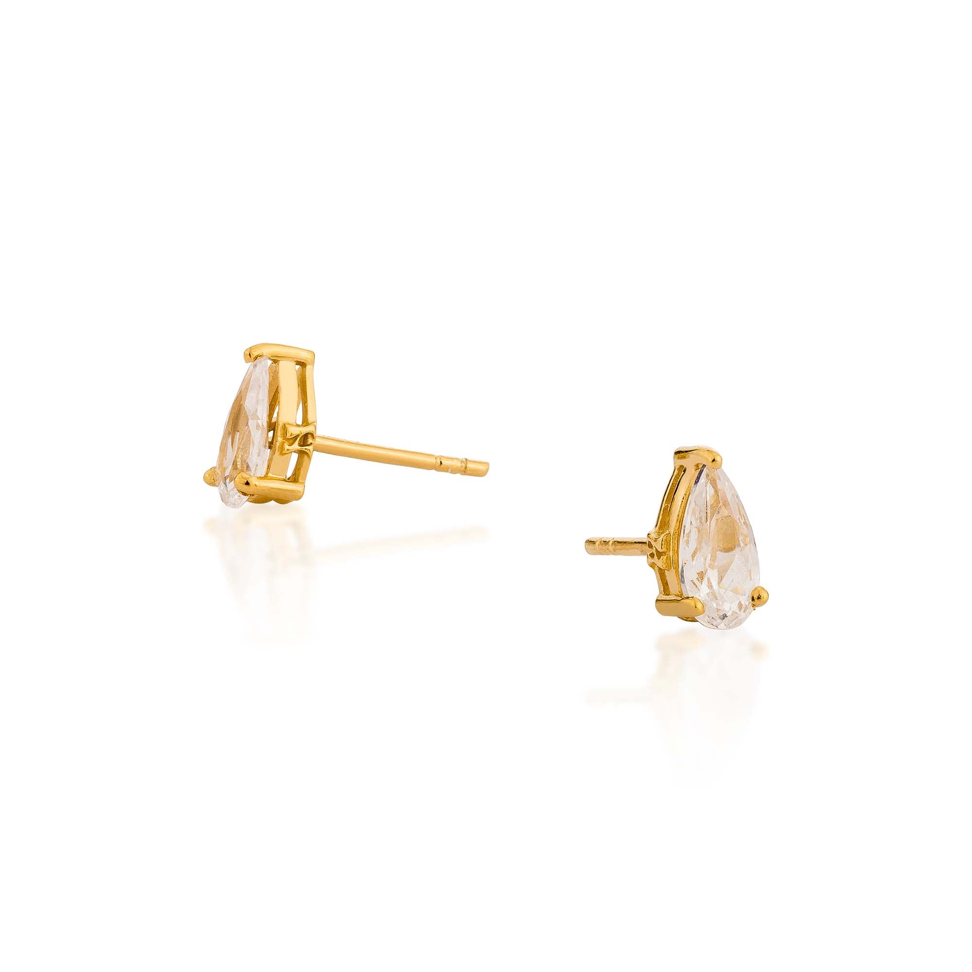 Pear Stud Earrings - Gold