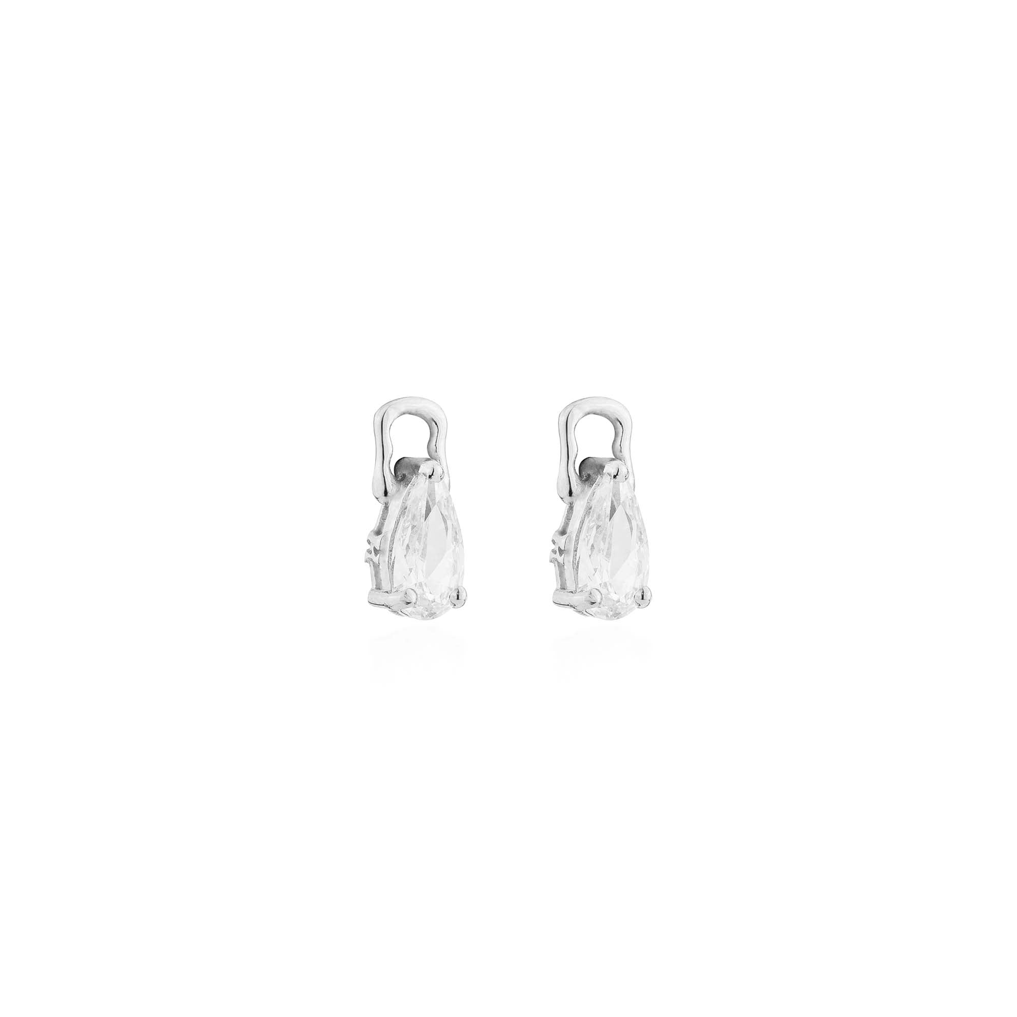 Pear Hoop Charms - White Gold