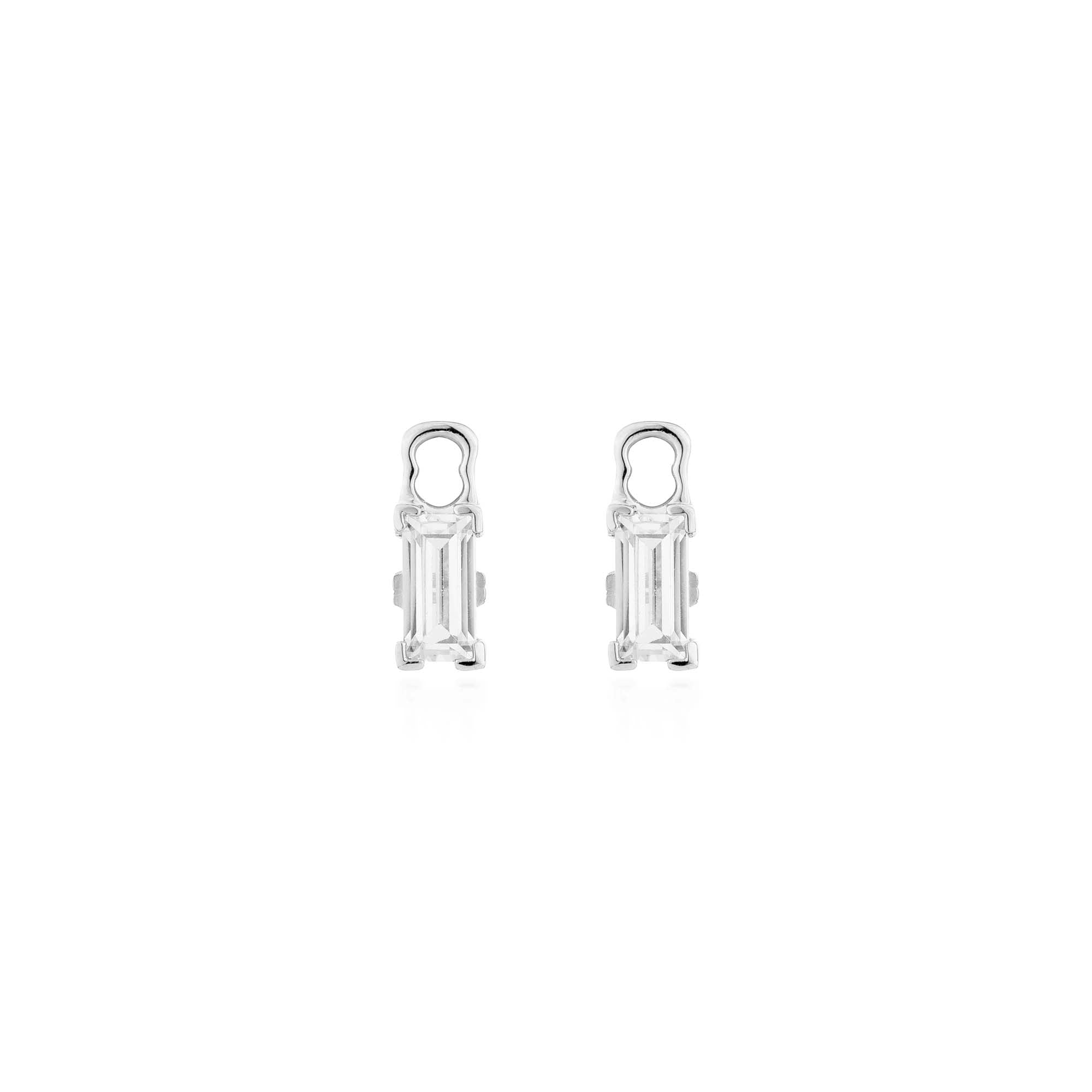 Baguette Hoop Charms - White Gold