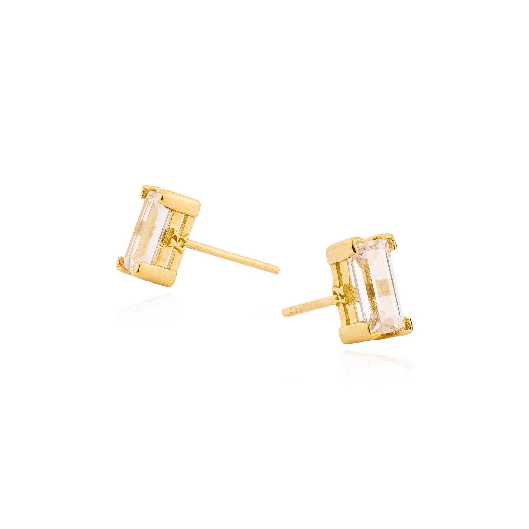 Baguette Stud Earrings - Gold