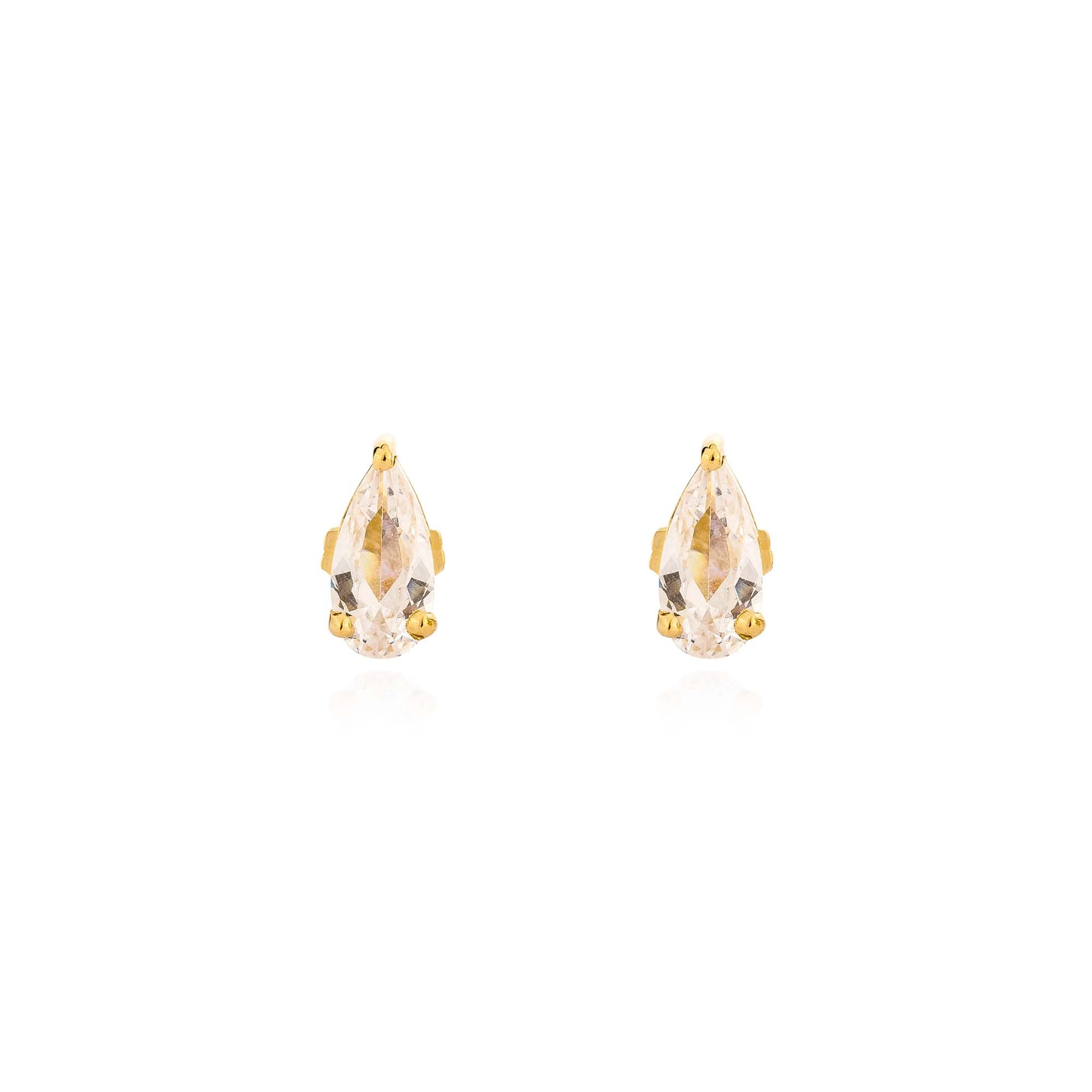 Pear Stud Earrings - Gold