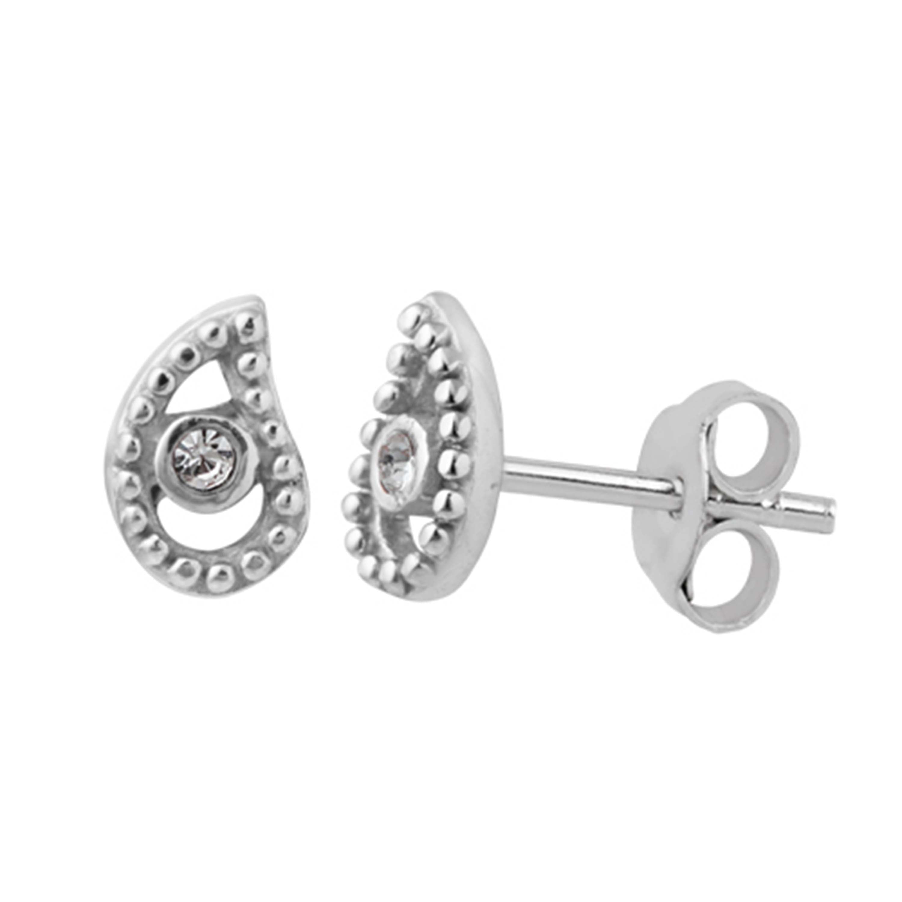 Paisley Stud Earrings - Silver