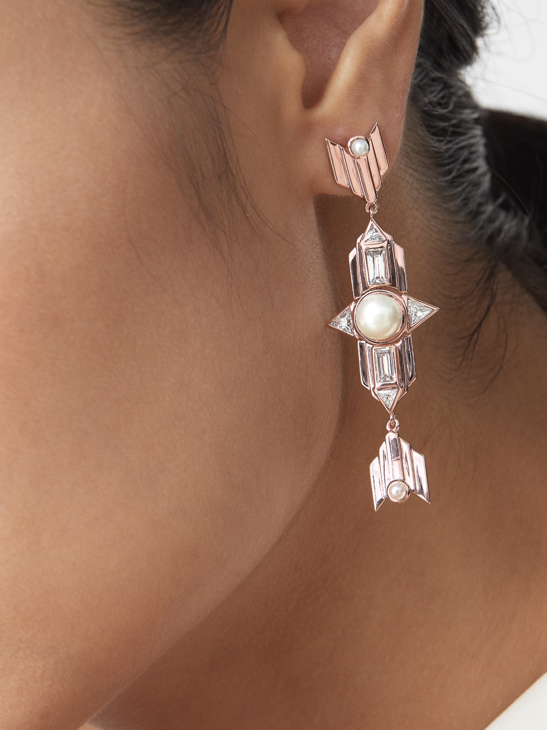 Babylon Long Earrings - Pinkgold - Haus of Jewelry