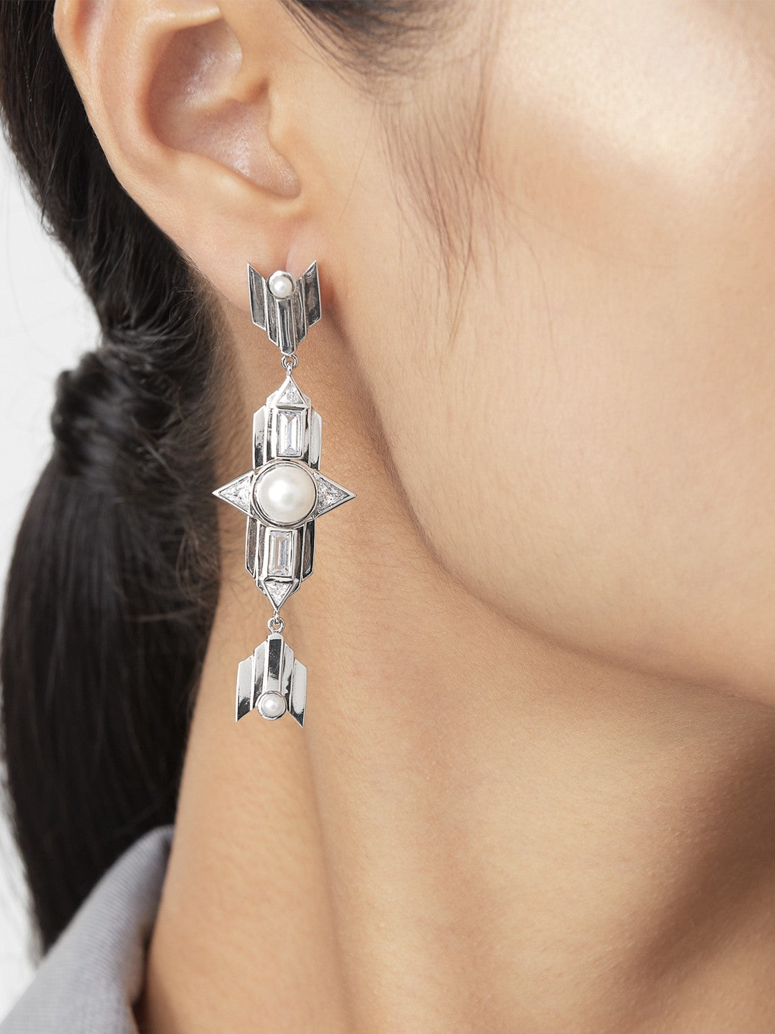 Babylon Long Earrings - Silver - Haus of Jewelry