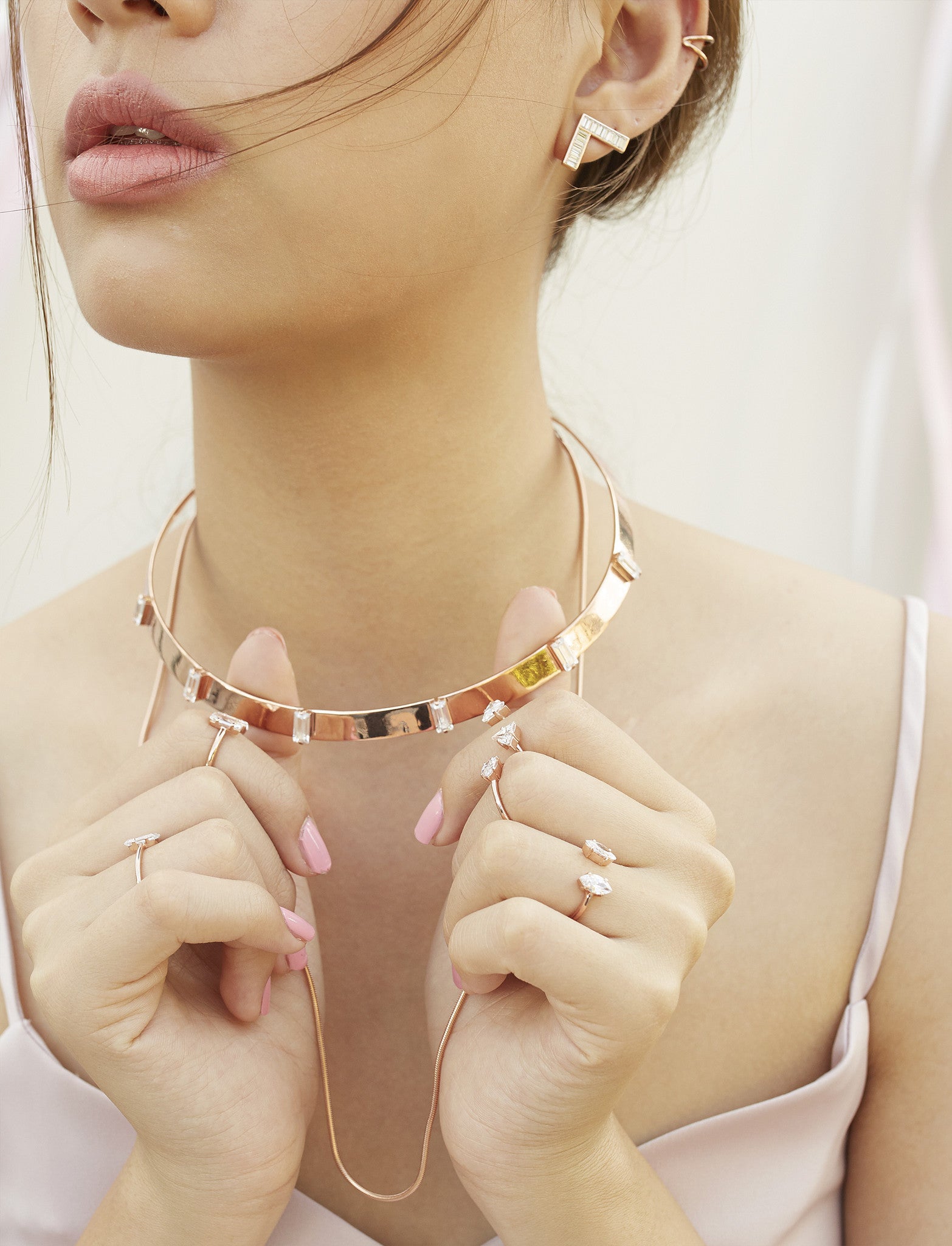 Acacia Baguettes Necklace - Pinkgold - Haus of Jewelry