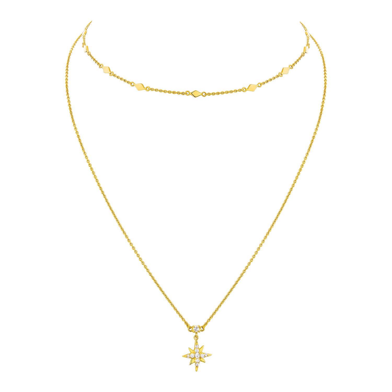 Celestial Double Chain Necklace - Gold