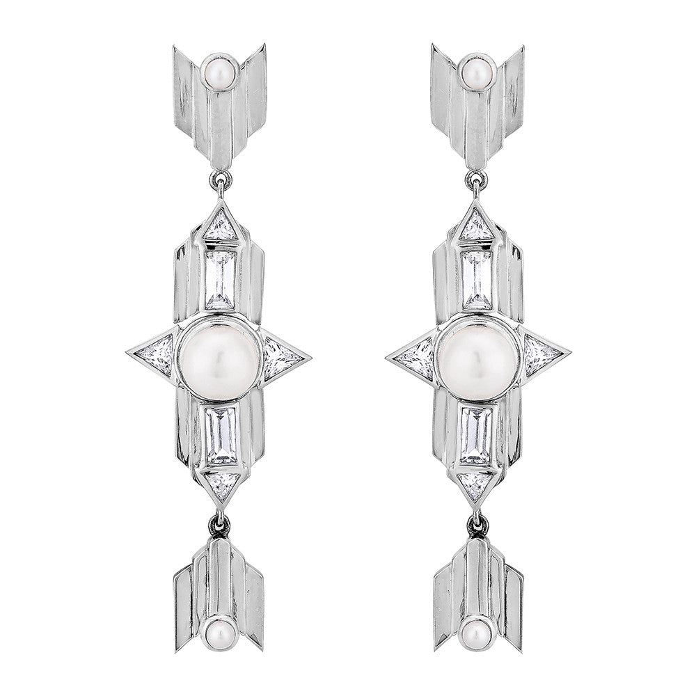 Babylon Long Earrings - Silver - Haus of Jewelry