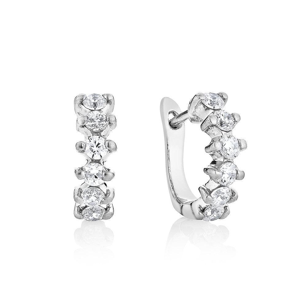 Diamond hoop Earrings - Silver - Haus of Jewelry