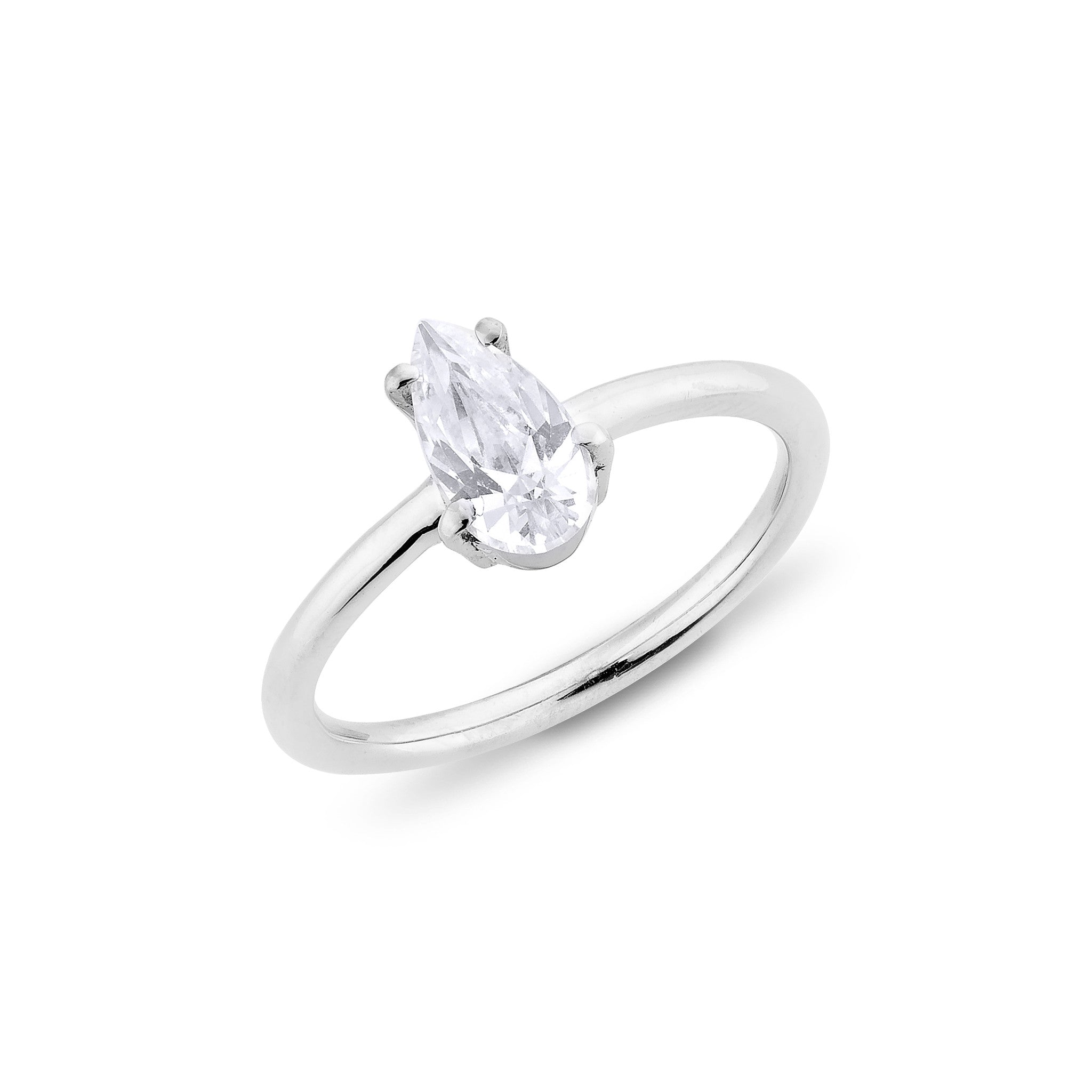 Pear Diamond Ring - Silver - Haus of Jewelry