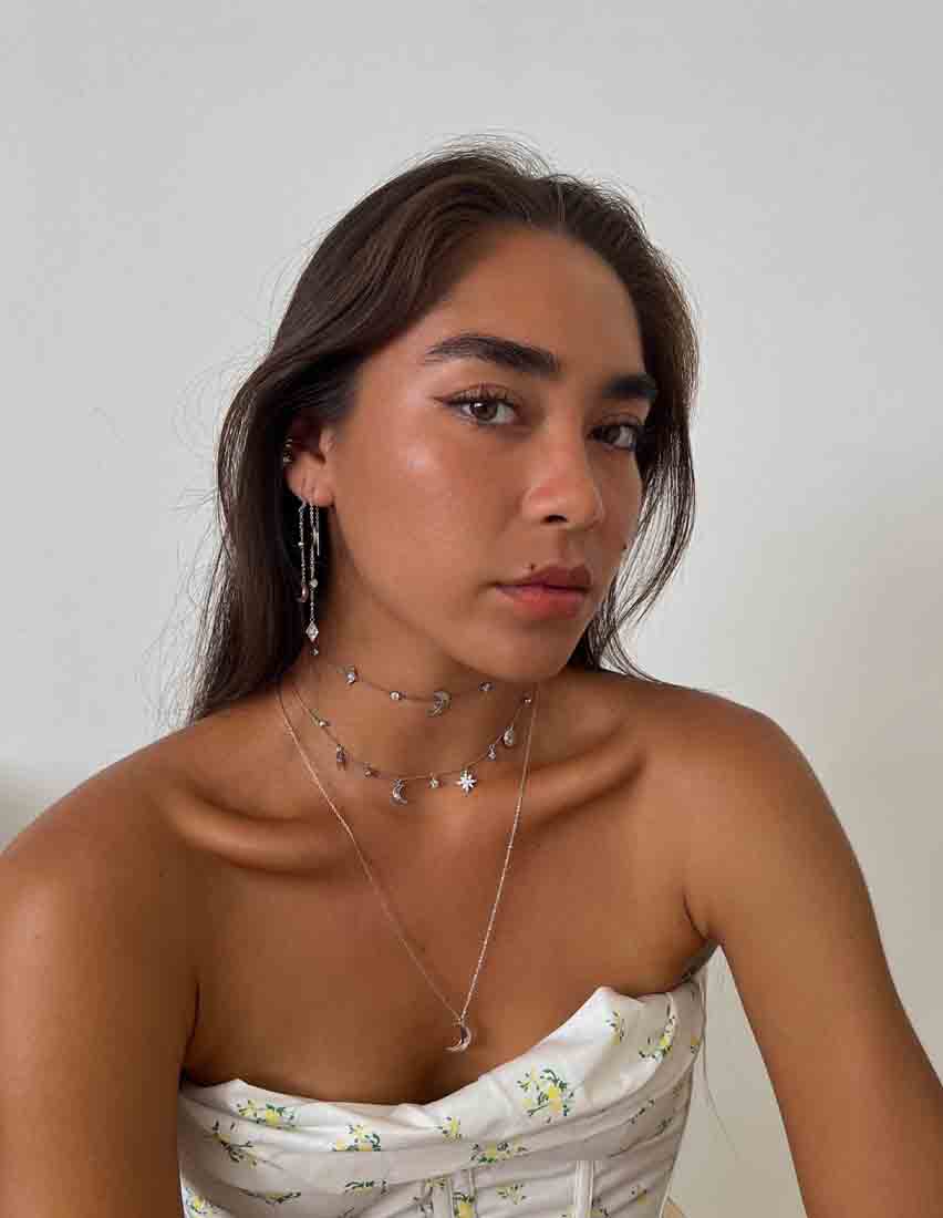 Selene Chain Earrings - Whitegold